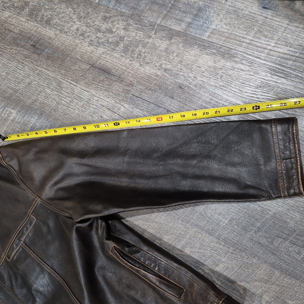 XXL Men's Dark Brown Leather Bomber Jacket - Picture 11 of 16